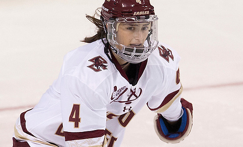 Megan Keller (BC - 4) - The Boston College Eagles defeated the visiting Syracuse University Orange 10-2 on Saturday, October 4, 2014, at Kelley Rink in Conte Forum in Chestnut Hill, Massachusetts. (Melissa Wade)