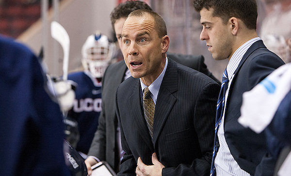 Mike Cavanaugh (UConn - Head Coach) The Boston University Terriers defeated the visiting University of Connecticut Huskies 4-1 (EN) on Sunday, November 17, 2013, at Agganis Arena in Boston, Massachusetts. (Melissa Wade)