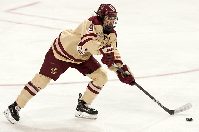 Daryl Watts (BC - 9) - The Boston College Eagles defeated the visiting University of Vermont Catamounts 2-1 on Saturday, January 20, 2017, at Kelley Rink in Conte Forum in Chestnut Hill, Massachusetts. (Melissa Wade)